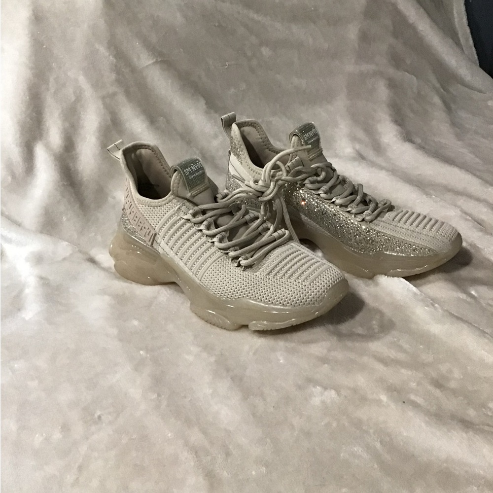 Steve‎ Madden Beige Maxima Glitter Sneakers